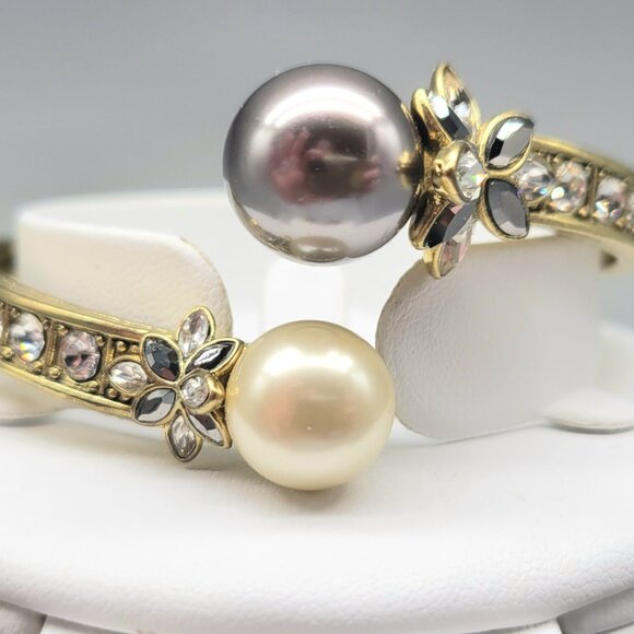 Heidi Daus Black and White Glass Pearl Collar Set with Swarovski Crystals - Picture 7 of 11